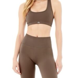 Alo Seamless Ribbed Set in Hot Cocoa